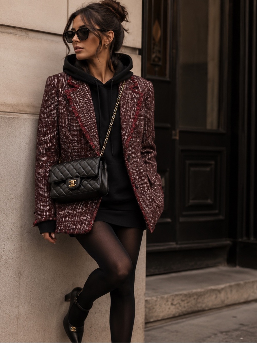 ❤️ Karl Lagerfeld Paris Tweed Blazer – Burgundy/Red – – MSRP $219